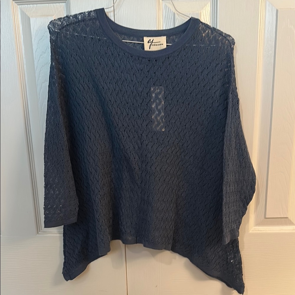 Andrea Jovine Navy Blue Textured Blouse